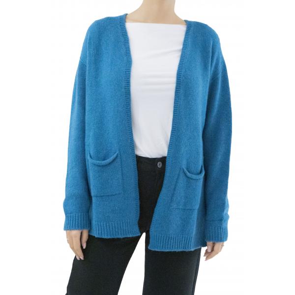 Cardigan aperto e lungo con tasche 